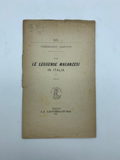 Per le leggende maganzesi in Italia. Nota